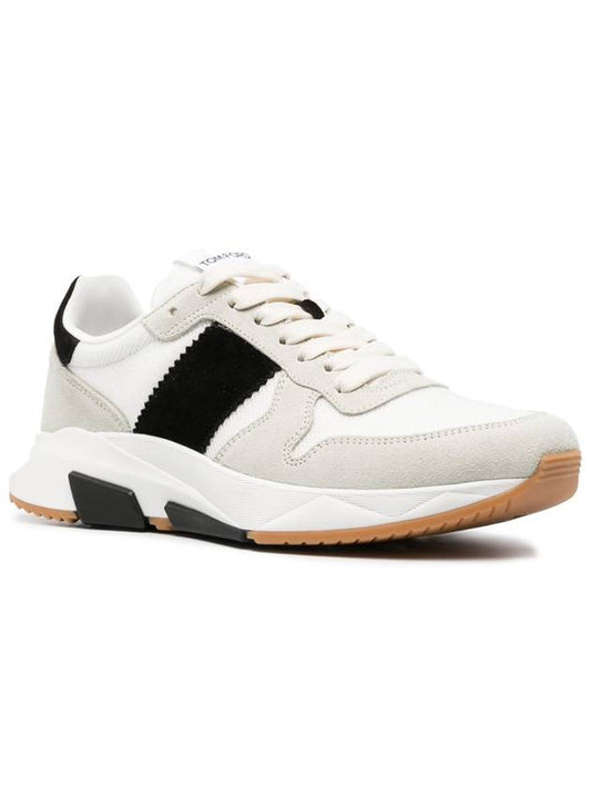 Suede Technical Fabric Jagga Low Top Sneakers Black White - TOM FORD - BALAAN 2