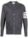 Men's Sustainable Classic Diagonal Wool Cardigan Dark Grey - THOM BROWNE - BALAAN 3