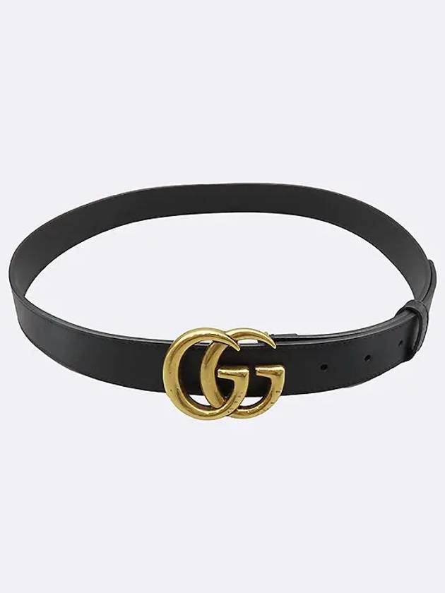 414516 Black leather GG gold plated Marmont unisex belt size 90 - GUCCI - BALAAN 3