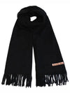 Logo Wool Fringe Scarf Black - ACNE STUDIOS - BALAAN 9