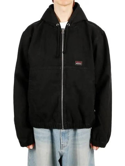 Unlined Canvas Work Cotton Zip-up Jacket Black - STUSSY - BALAAN 2