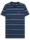 Embroidered Logo Striped Short Sleeve T-shirt Navy - BARBOUR - BALAAN 9