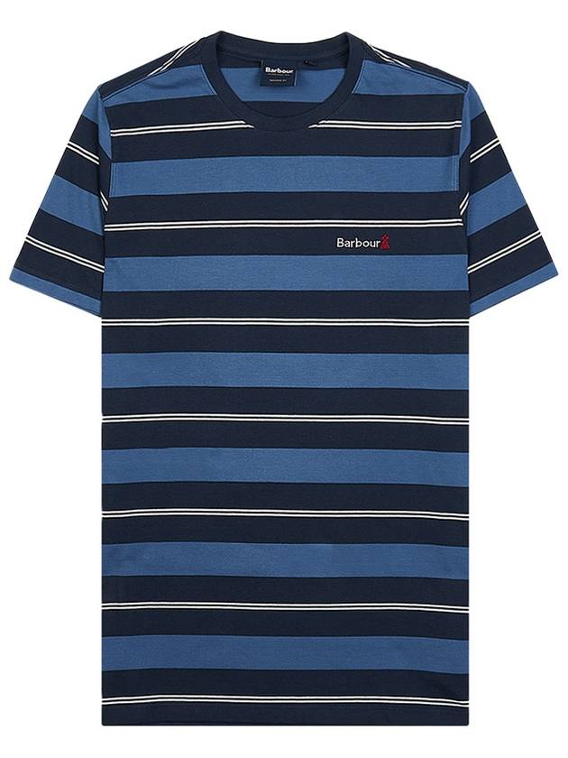 Embroidered Logo Striped Short Sleeve T-shirt Navy - BARBOUR - BALAAN 9