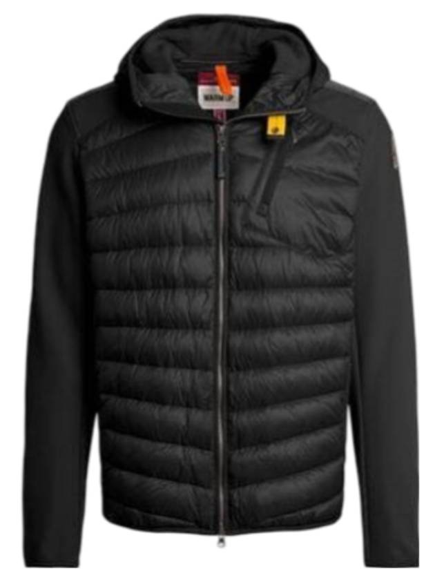 Men's Nolan Hybrid Down Hooded Jacket Black - PARAJUMPERS - BALAAN 1