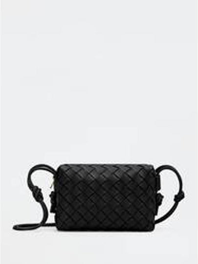 Intrecciato Loop Small Leather Cross Bag Black - BOTTEGA VENETA - BALAAN 2