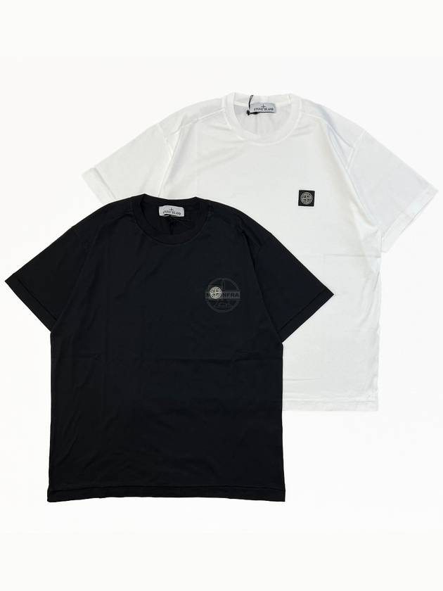 logo patch short sleeve tshirt black 801524113 - STONE ISLAND - BALAAN 3