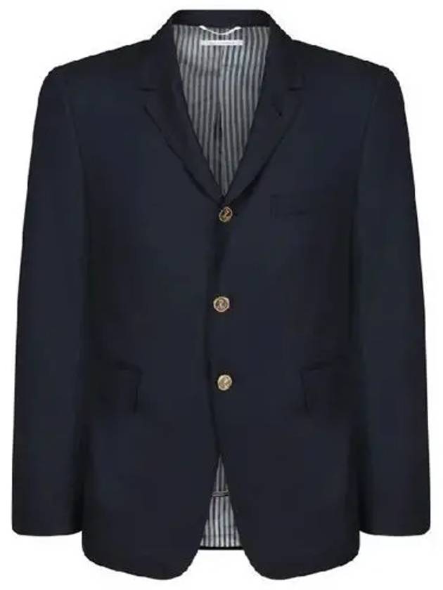 Super 120S Wool Twill Single Breasted Classic Jacket Navy - THOM BROWNE - BALAAN 2