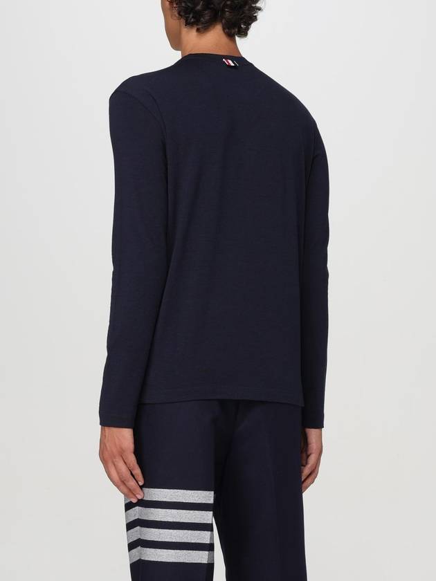 4 Bar Jersey Stretch Wool Knit Top Navy - THOM BROWNE - BALAAN 4