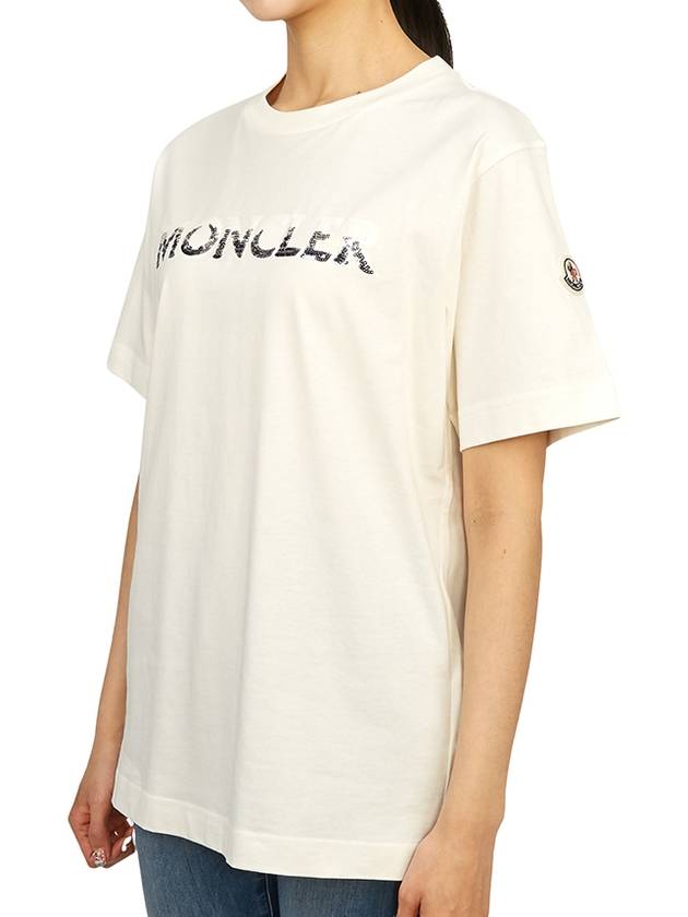 Logo Sequin Cotton Short Sleeve T-Shirt White - MONCLER - BALAAN 3