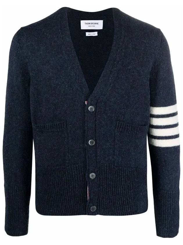 Men's Stitch Classic Shetland V-Neck Wool Cardigan Navy - THOM BROWNE - BALAAN 2