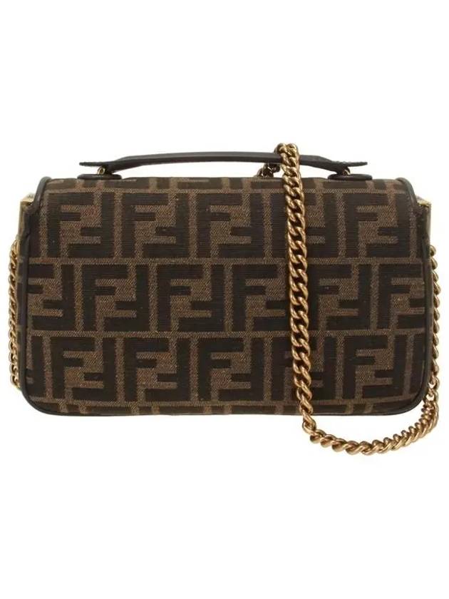 Baguette Chain FF Jacquard Medium Cross Bag Brown - FENDI - BALAAN 4