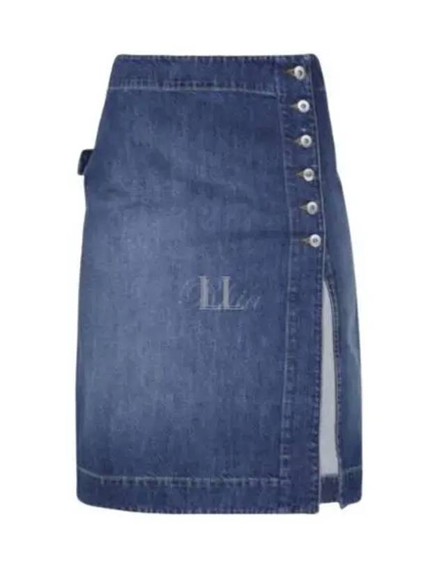 Washed Midi Denim A-Line Skirt Blue - BOTTEGA VENETA - BALAAN 2