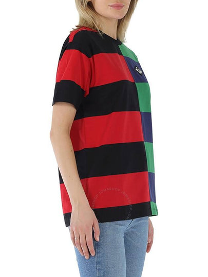 Burberry Ladies Bright Red Carrick Embroidered Logo Rugby Stripe Tee, Size XX-Small - BURBERRY - BALAAN 2