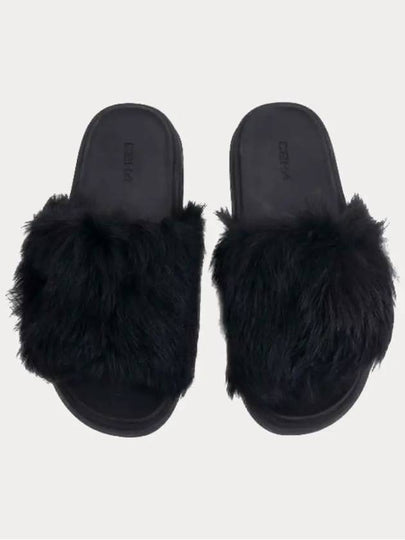 Black Proton Fur Slide Slippers R004 S141 - C2H4 - BALAAN 2