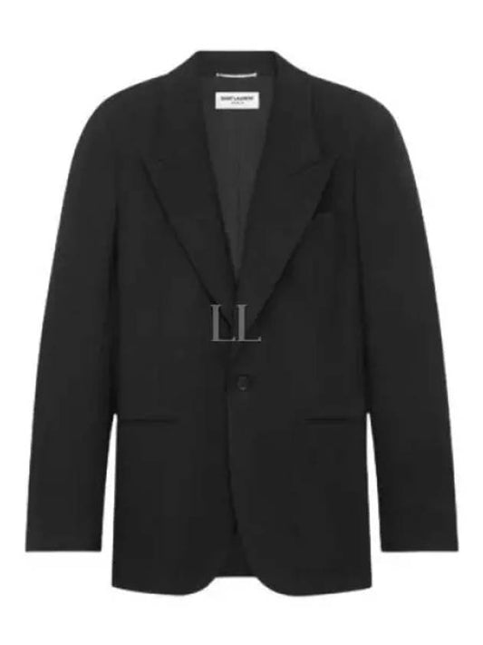Wool Gabardine Jacket Black - SAINT LAURENT - BALAAN 2
