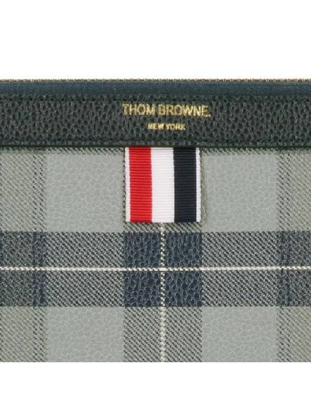 Tartan Pebble Grain Leather Clutch Bag Grey - THOM BROWNE - BALAAN 5