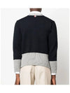 Three Stripe V Neck Cotton Cardigan Navy - THOM BROWNE - BALAAN 3