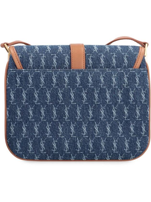 Small Monogram All Over Satchel Cross Bag Navy - SAINT LAURENT - BALAAN 5