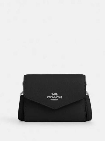 Mini Envelope Crossgrain Leather Cross Bag Black - COACH - BALAAN 1