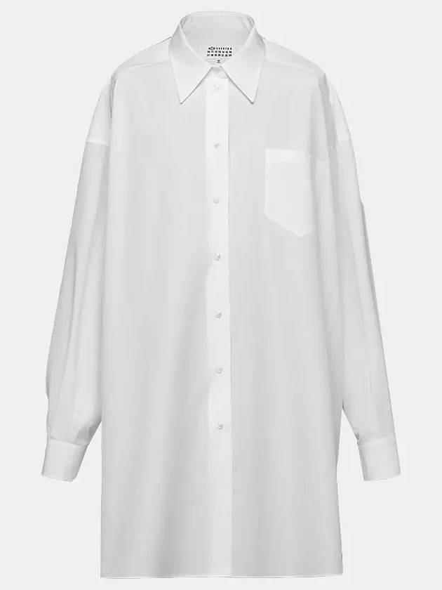 Women's Cotton Poplin Overfit Shirt Short Dress White - MAISON MARGIELA - BALAAN 3