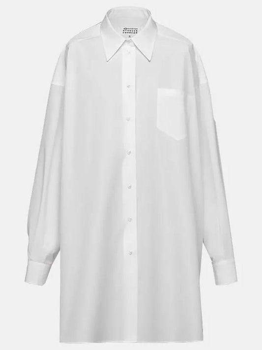 Women's Cotton Poplin Overfit Shirt Short Dress White - MAISON MARGIELA - BALAAN 2