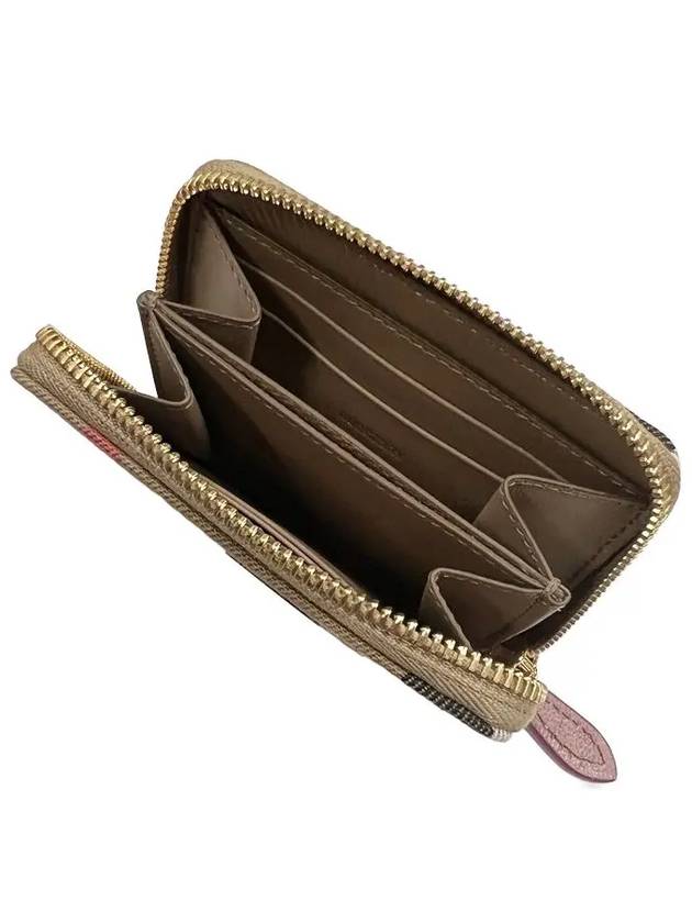 Check Zipper Around Card Wallet Indie Pink Brown - BURBERRY - BALAAN 6