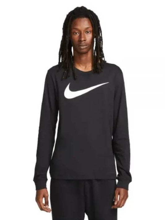 Men's Icon Swoosh Long Sleeve T-Shirt Black - NIKE - BALAAN 2