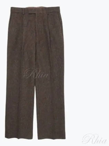 LAMA Shetland Wool Tailored Pants A24AP04LS Brown Tweed - AURALEE - BALAAN 1