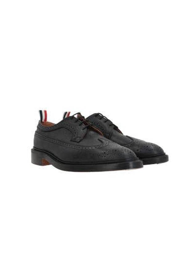 Men's Three Stripes Tab Pebble Grain Long Wing Sole Brogue Black - THOM BROWNE - BALAAN 5