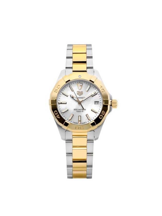 Aquaracer Date Quartz Watch Gold Silver - TAG HEUER - BALAAN 1