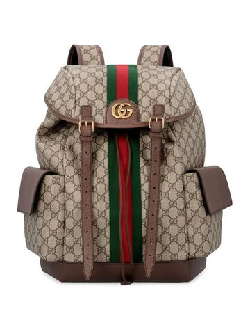 Ophidia GG Medium Backpack Beige Ebony - GUCCI - BALAAN 1