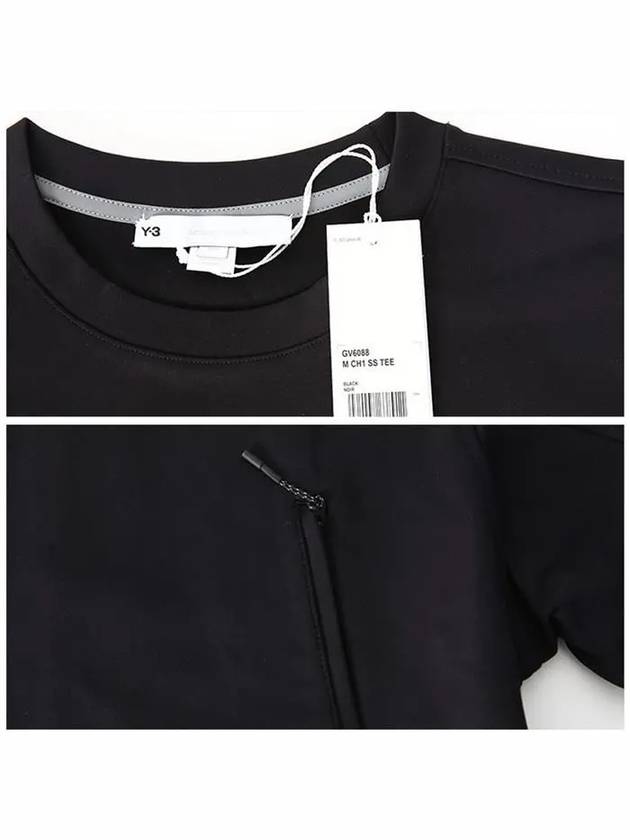 Logo Zipper Pocket Short Sleeve T-Shirt Black - Y-3 - BALAAN 6