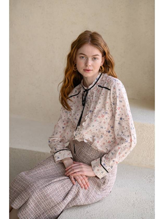 Caisienne flower pattern frill blouse_ivory - CAHIERS - BALAAN 4