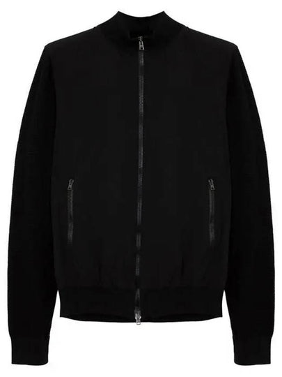 Knit Panel Cotton Zip-Up Jacket Black - HERNO - BALAAN 2