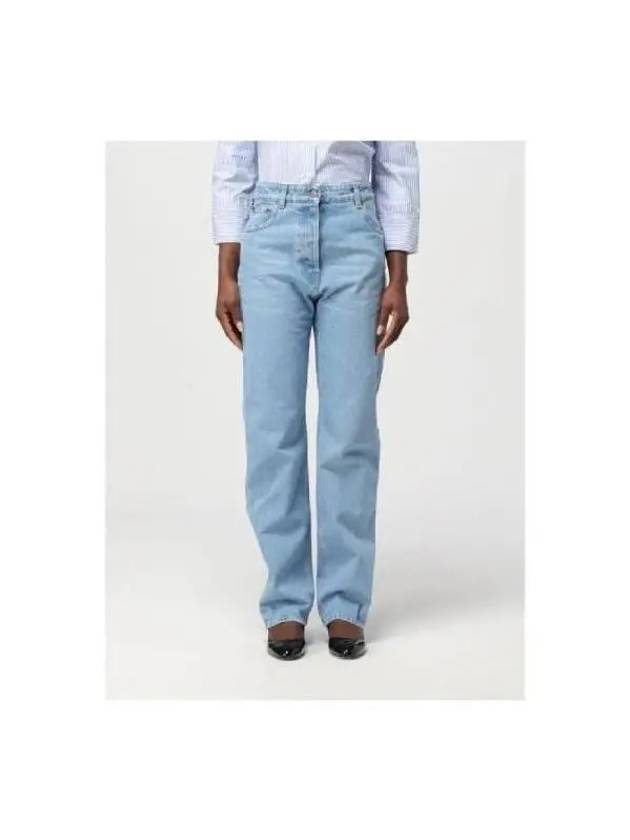 Triangle Logo High Rise Denim Jeans Sky Blue - PRADA - BALAAN 4