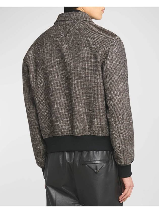 Pied De Poule Blouson Zip Up Jacket Black Charcoal - BOTTEGA VENETA - BALAAN 5