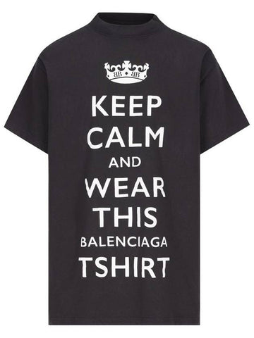 Keep Calm Oversized Short Sleeve T-Shirt Black - BALENCIAGA - BALAAN 1