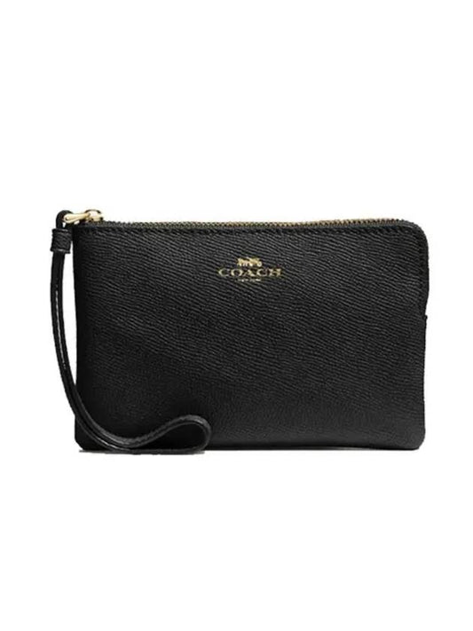 Crossgrain Leather Zipper Wristlet Wallet Black - COACH - BALAAN 1