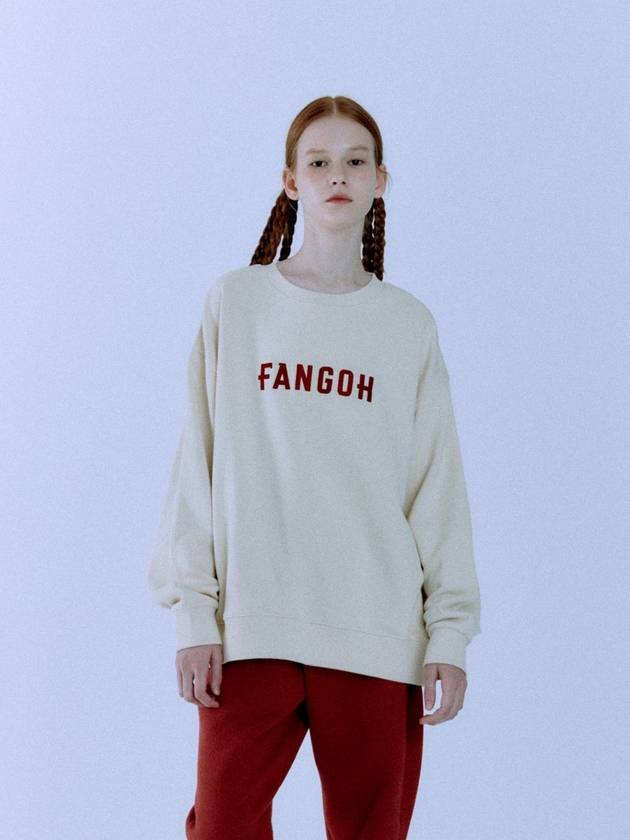 F logo embroidered crew neck sweatshirt Cream - FANGOH - BALAAN 6