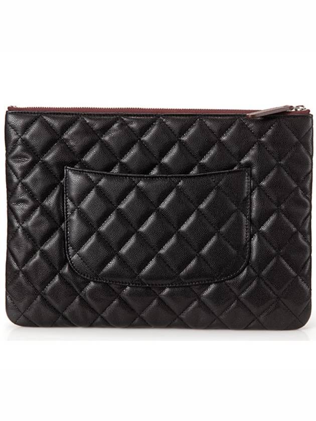 Medium Classic Clutch Bag Caviar Leather & Silver Black - CHANEL - BALAAN 4