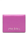 Embroidered Logo Leather Half Wallet Pink - MARNI - BALAAN 2