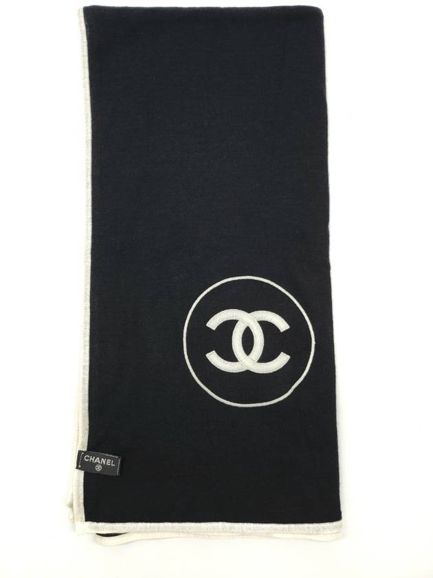 CC Logo Cashmere Silk Scarf Black - CHANEL - BALAAN 4