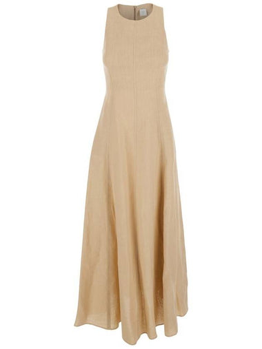 Beige Long Sleeveless Dress In Linen Woman - ELEVENTY MILANO - BALAAN 1