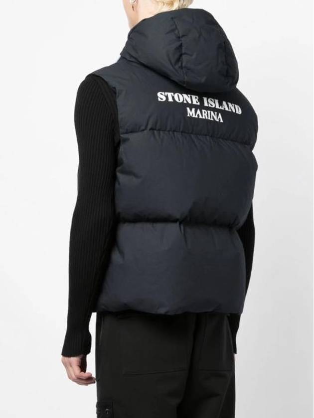 Marina Back Logo Print Vest Navy - STONE ISLAND - BALAAN 5