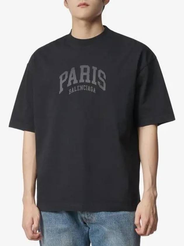 Cities Paris Logo Medium Short Sleeve T-Shirt Black - BALENCIAGA - BALAAN 2