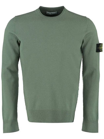 Waffen Patch Crew Neck Wool Knit Top Khaki - STONE ISLAND - BALAAN 1