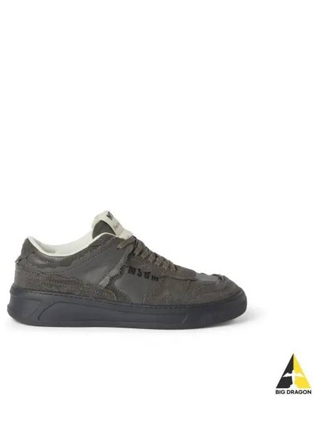 FG-1 Logo Leather Low Top Sneakers Grey - MSGM - BALAAN 2