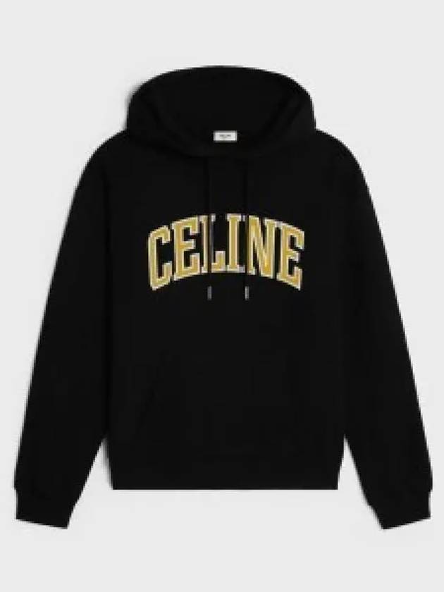 Loose Cotton Fleece Hoodie Black - CELINE - BALAAN 2