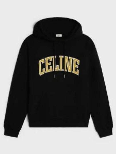 Loose Cotton Fleece Hoodie Black - CELINE - BALAAN 2