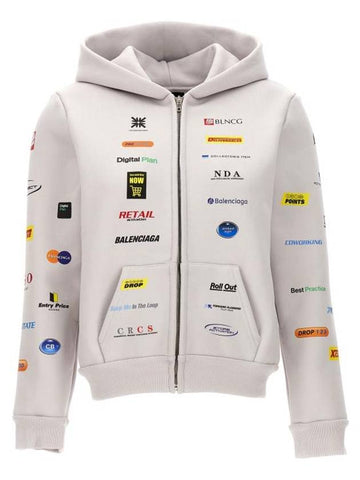 Business English Zip-Up Hoodie Offwhite - BALENCIAGA - BALAAN 1